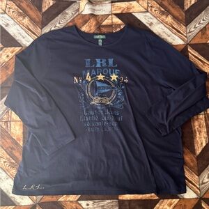 Ralph Lauren Navy Blue Long-Sleeve Crest Graphic Top